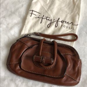 Fossil Fifty Four Cognac Leather Clutch